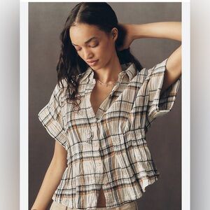 Anthropologie Pilcro Bobbie Short Sleeve Fitted Waist Blouse- NWOT